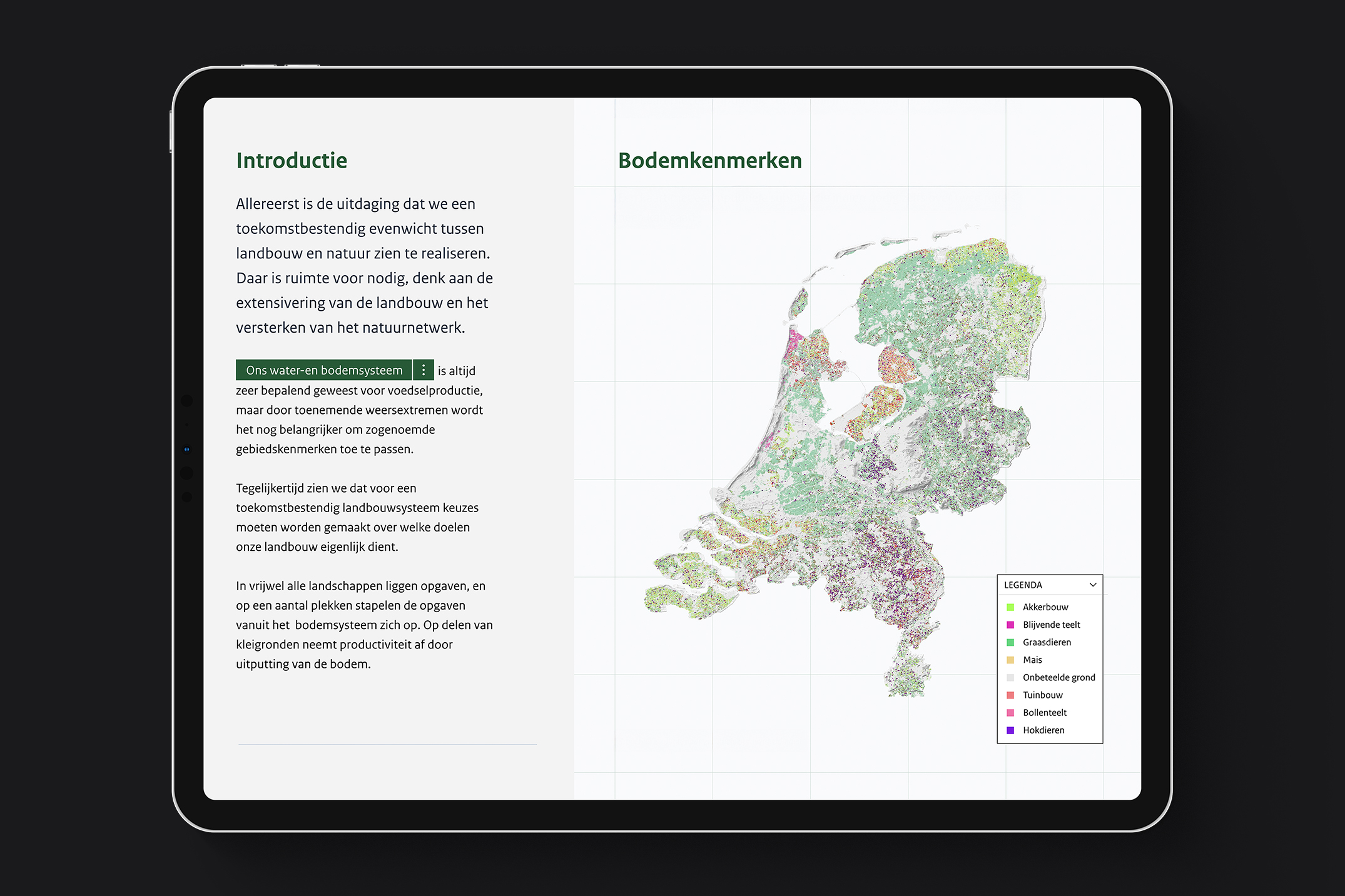 iPad showing an interactive map atlas